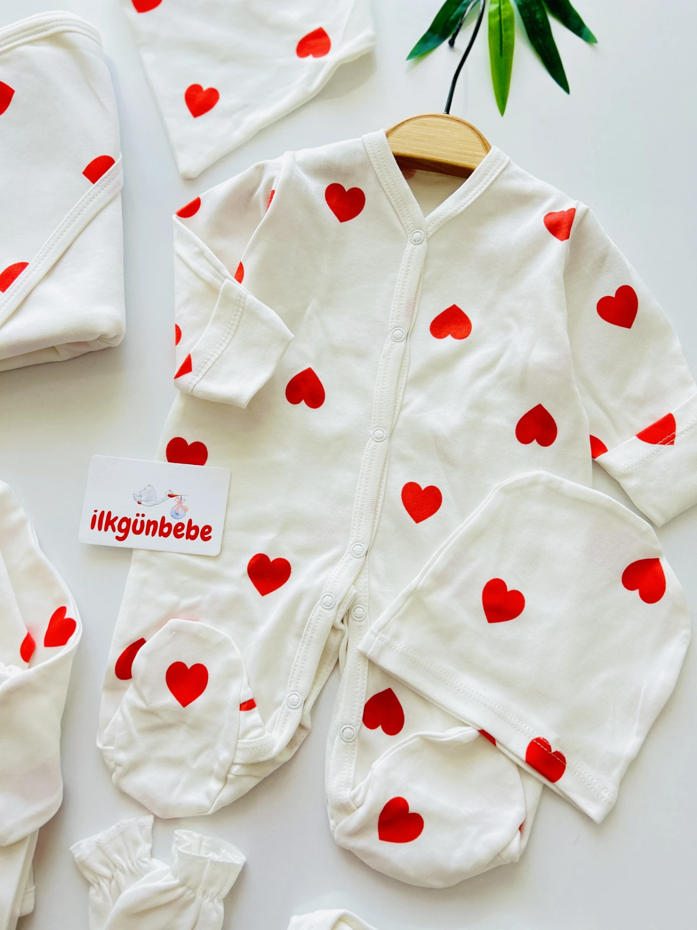 Love Pinterest Koleksiyonu Unisex 10 Parça %100 Pamuk Yenidoğan Hastane Çıkışı Seti