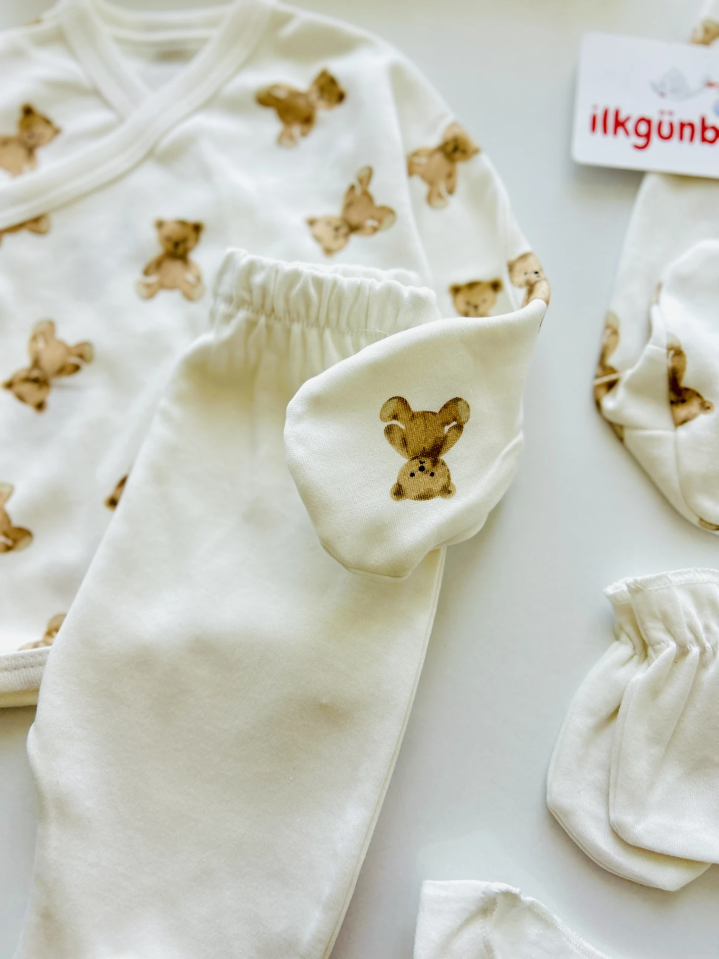 Teddy Pinterest Koleksiyonu Unisex 10 Parça %100 Pamuk Yenidoğan Hastane Çıkışı Seti