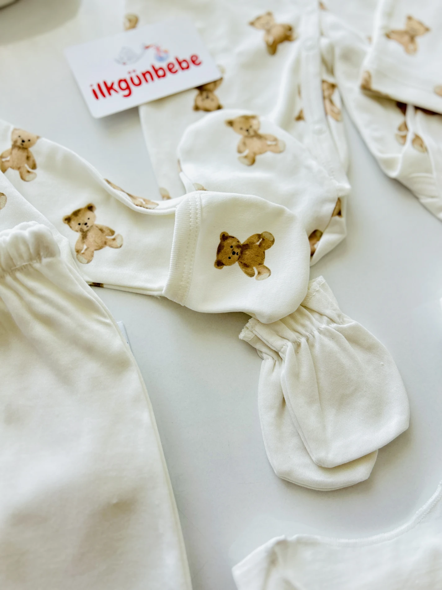 Teddy Pinterest Koleksiyonu Unisex 10 Parça %100 Pamuk Yenidoğan Hastane Çıkışı Seti