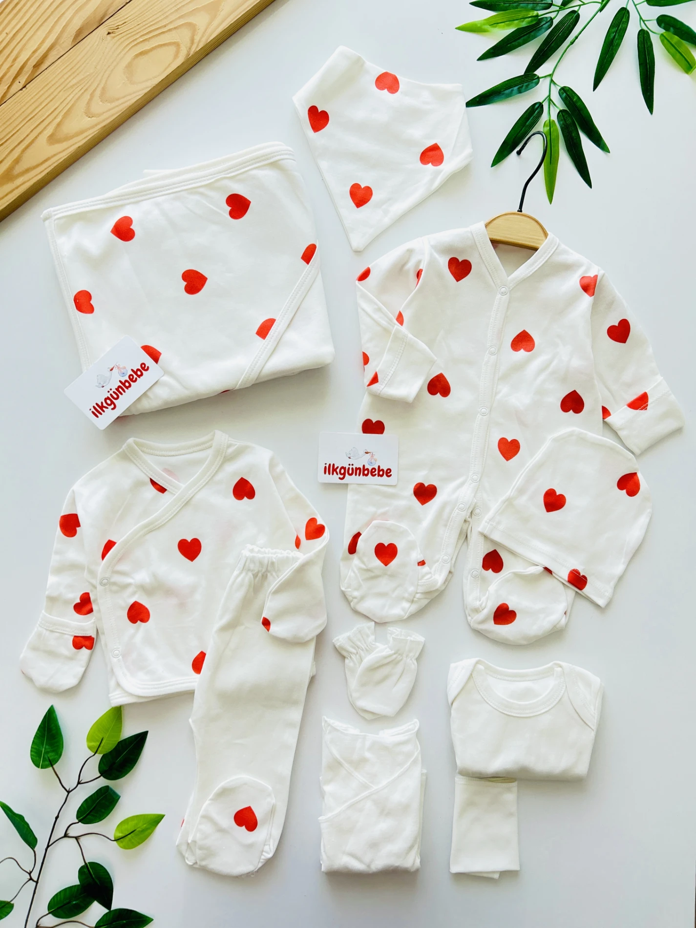 Love Pinterest Koleksiyonu Unisex 10 Parça %100 Pamuk Yenidoğan Hastane Çıkışı Seti