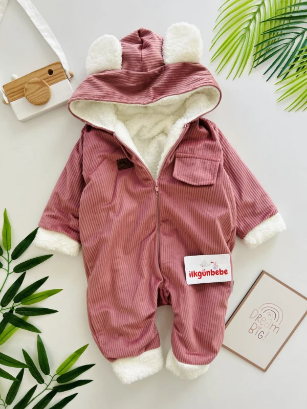 Dışı Kadife İçi Welsoft Peluş Kışlık Teddy Tulum