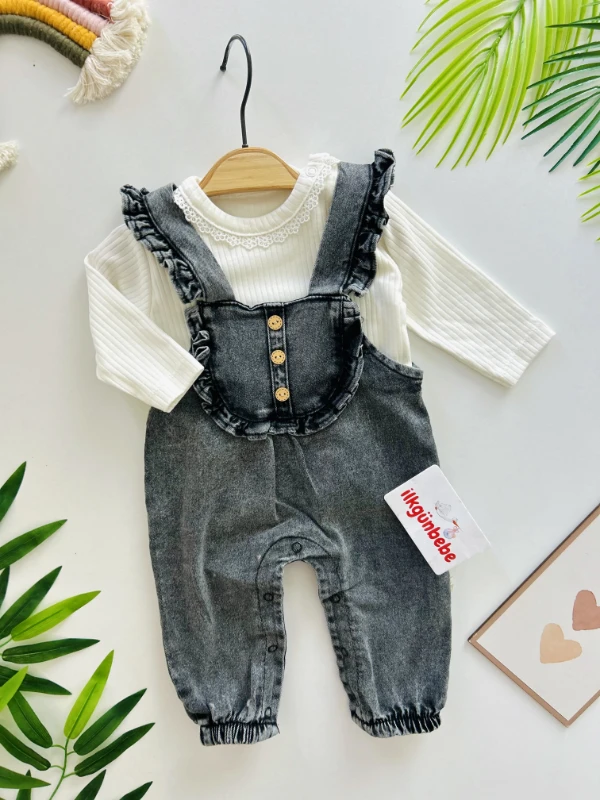 Likralı Esnek Kot Güpür Yakalı2’li Takım