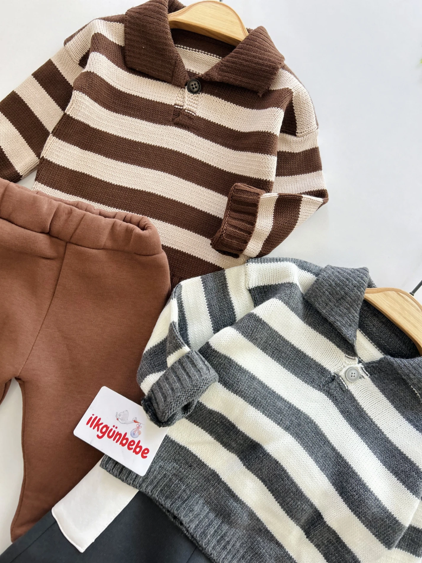 Çizgili Triko Premium Kalite 3 İp Şardonlu Eşofmanlı 2’li Takım
