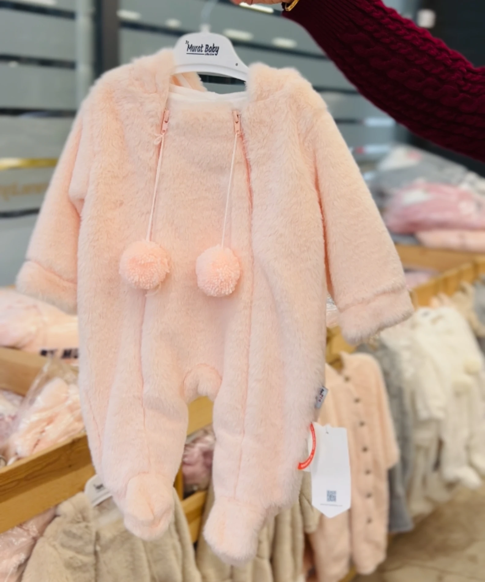 İki Fermuarlı Ponponlu Tavşan Kulak Peluş Yumuşacık Tulum