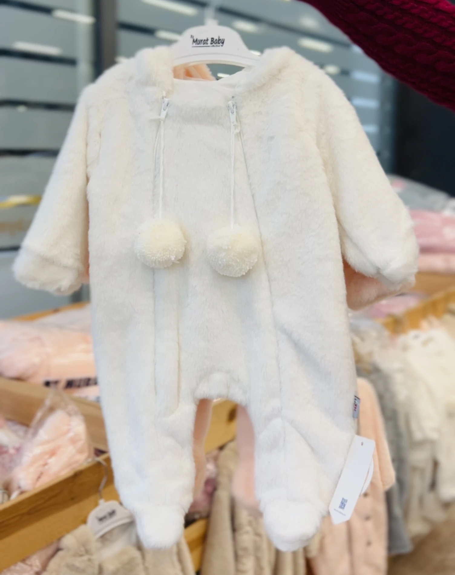 İki Fermuarlı Ponponlu Tavşan Kulak Peluş Yumuşacık Tulum