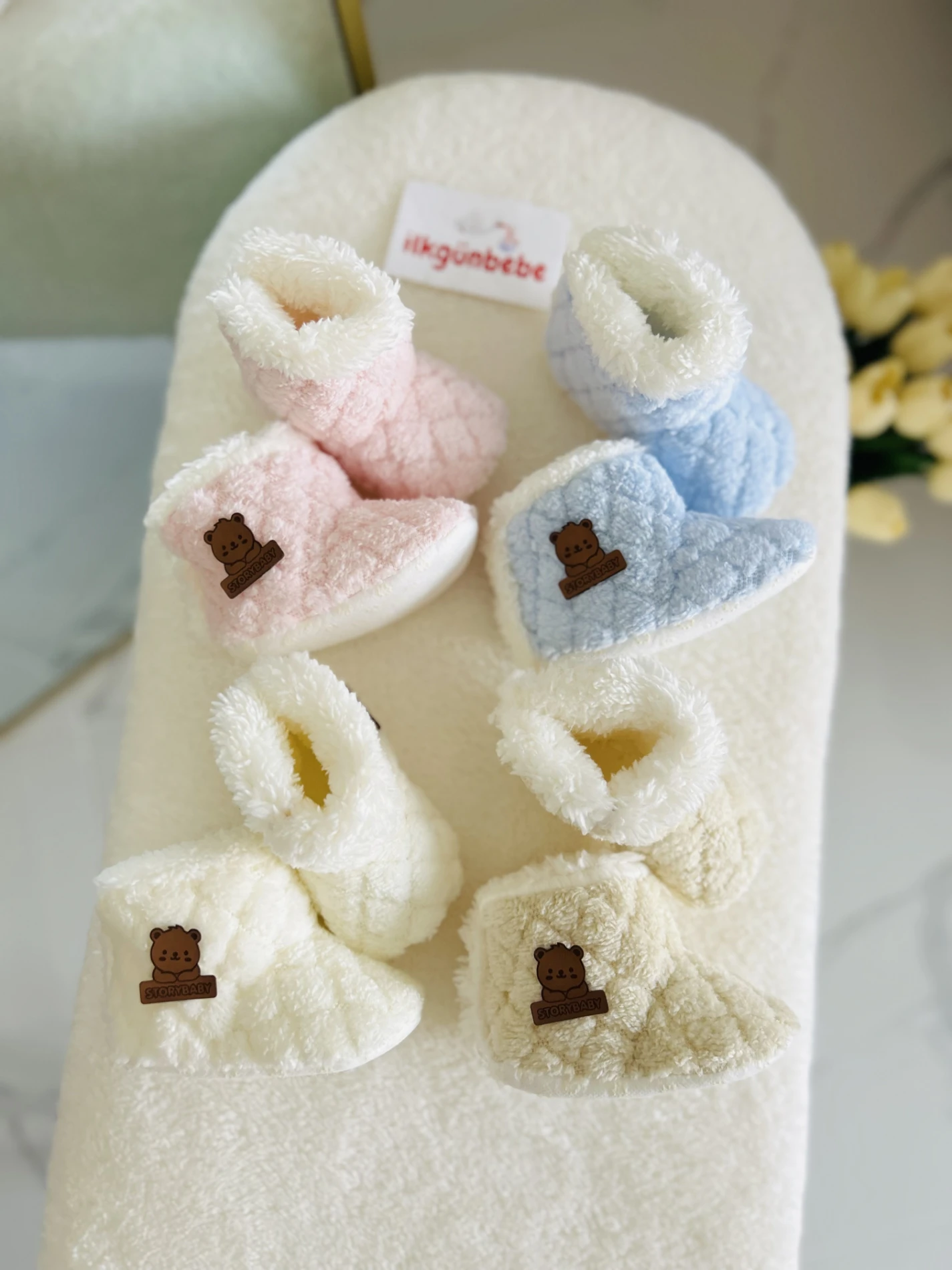 Kalp Desenli Peluş Panduf