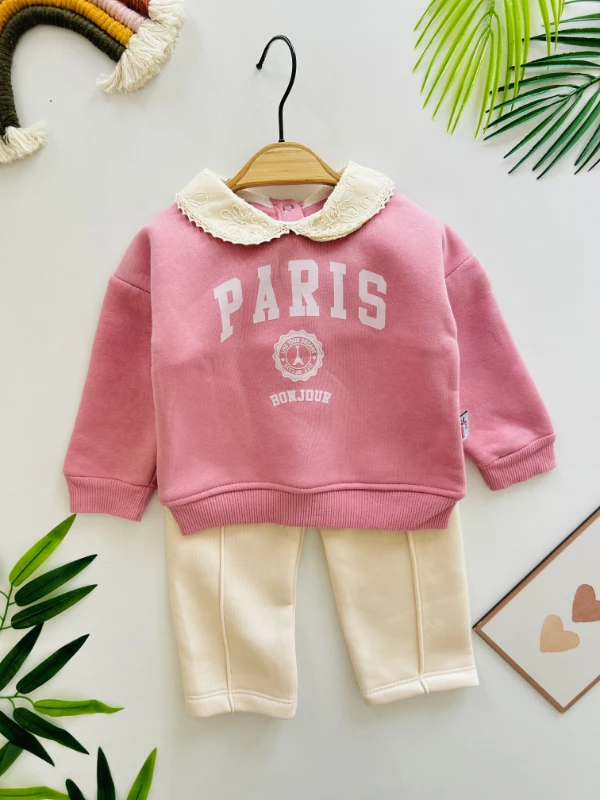 Paris Yaka Detaylı 3 İp Şardonlu Kışlık 2’li Takım