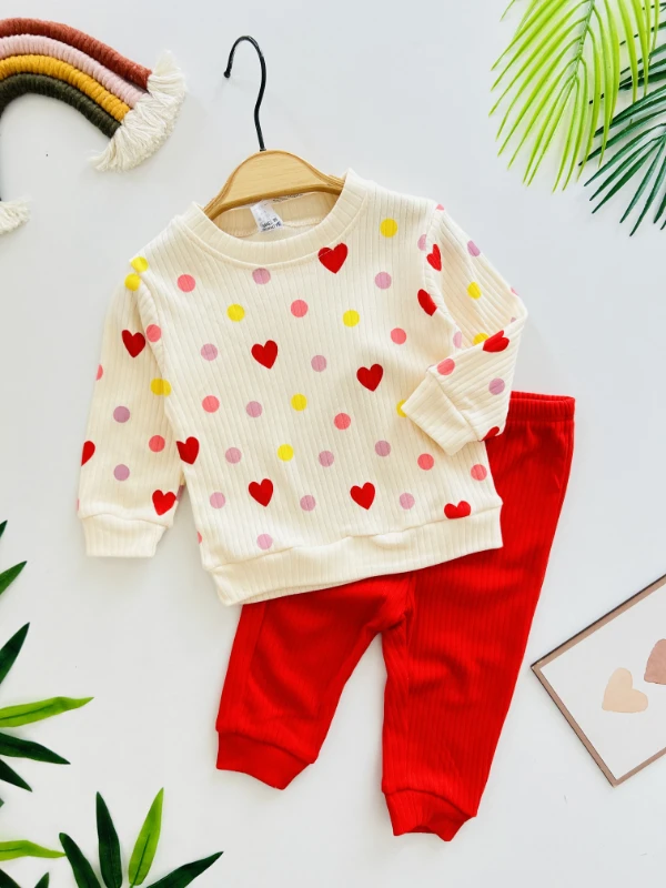 Kalp Desenli Esnek 2’li Takım