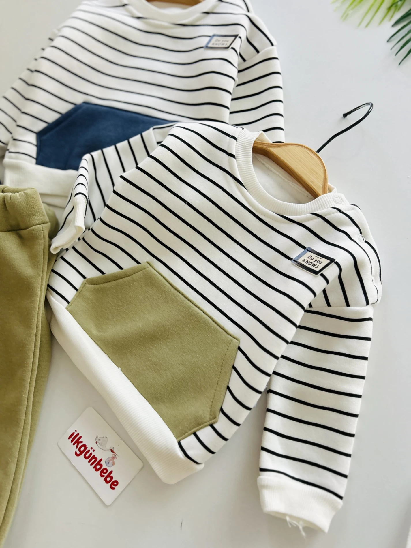 Çizgili Desenli 3 İp İçi Şardonlu Kışlık 2’li Takım