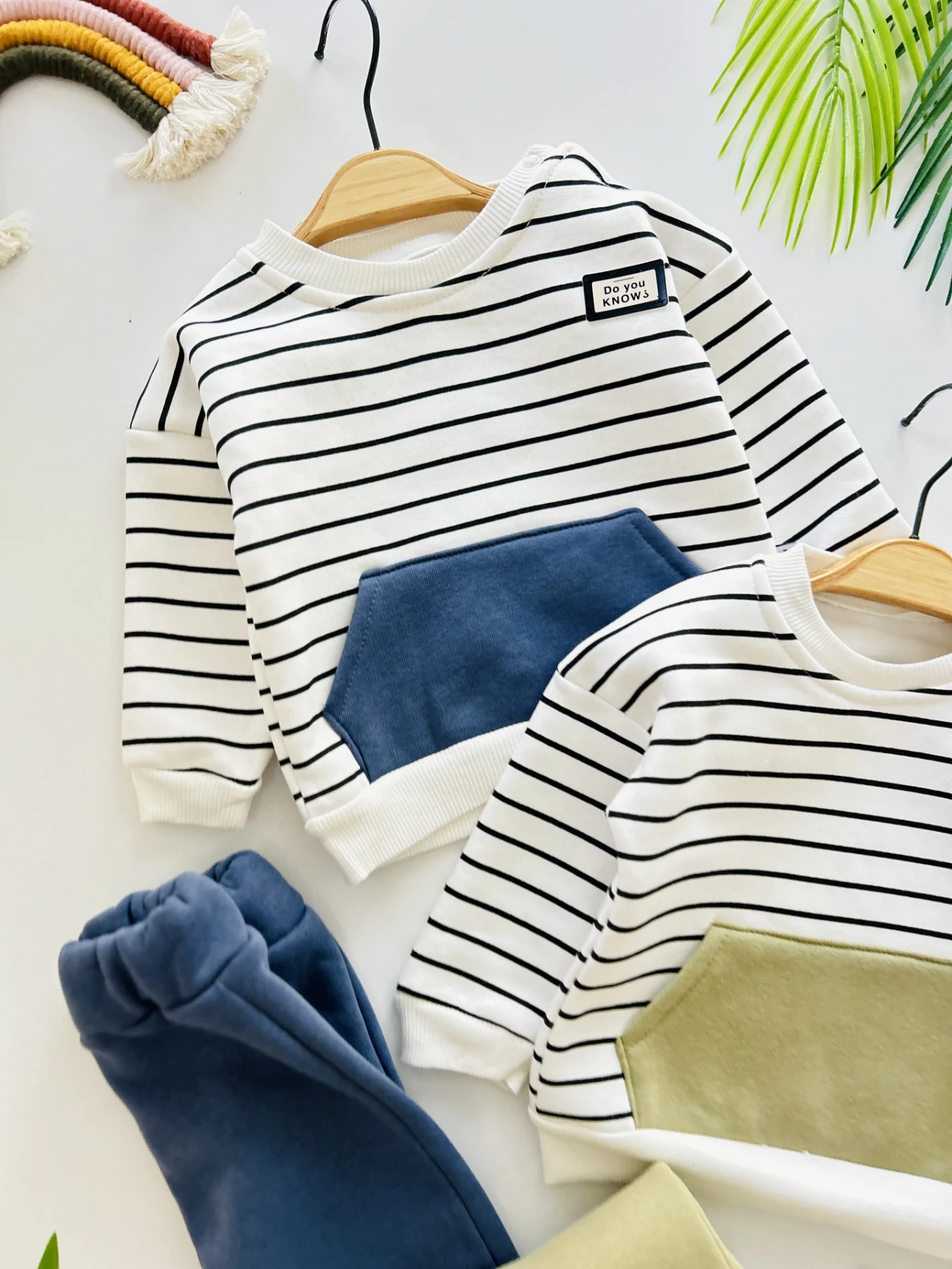 Çizgili Desenli 3 İp İçi Şardonlu Kışlık 2’li Takım