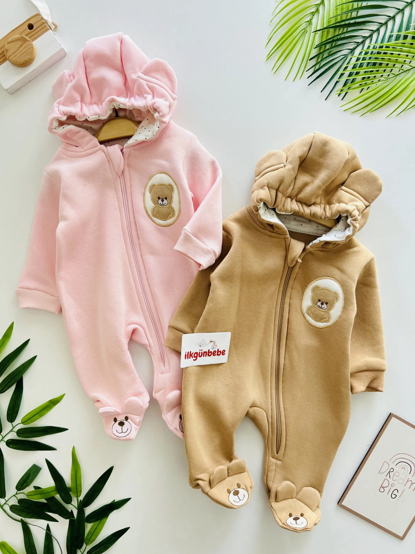 Ayıcık Kulaklı  Detaylı 3 İp İçi Şardonlu Premium Tulum