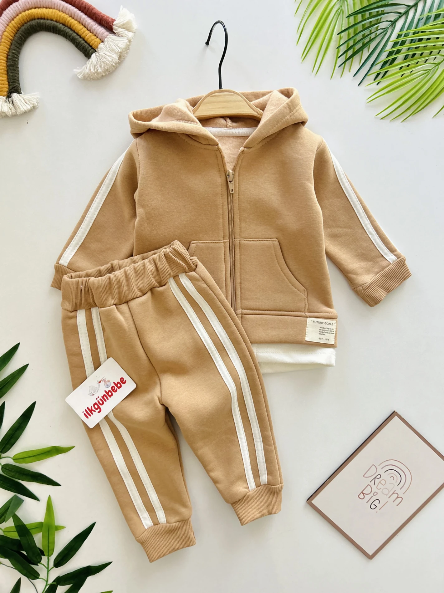 Şerit Detaylı 3 İp Şardonlu 2’li Takım