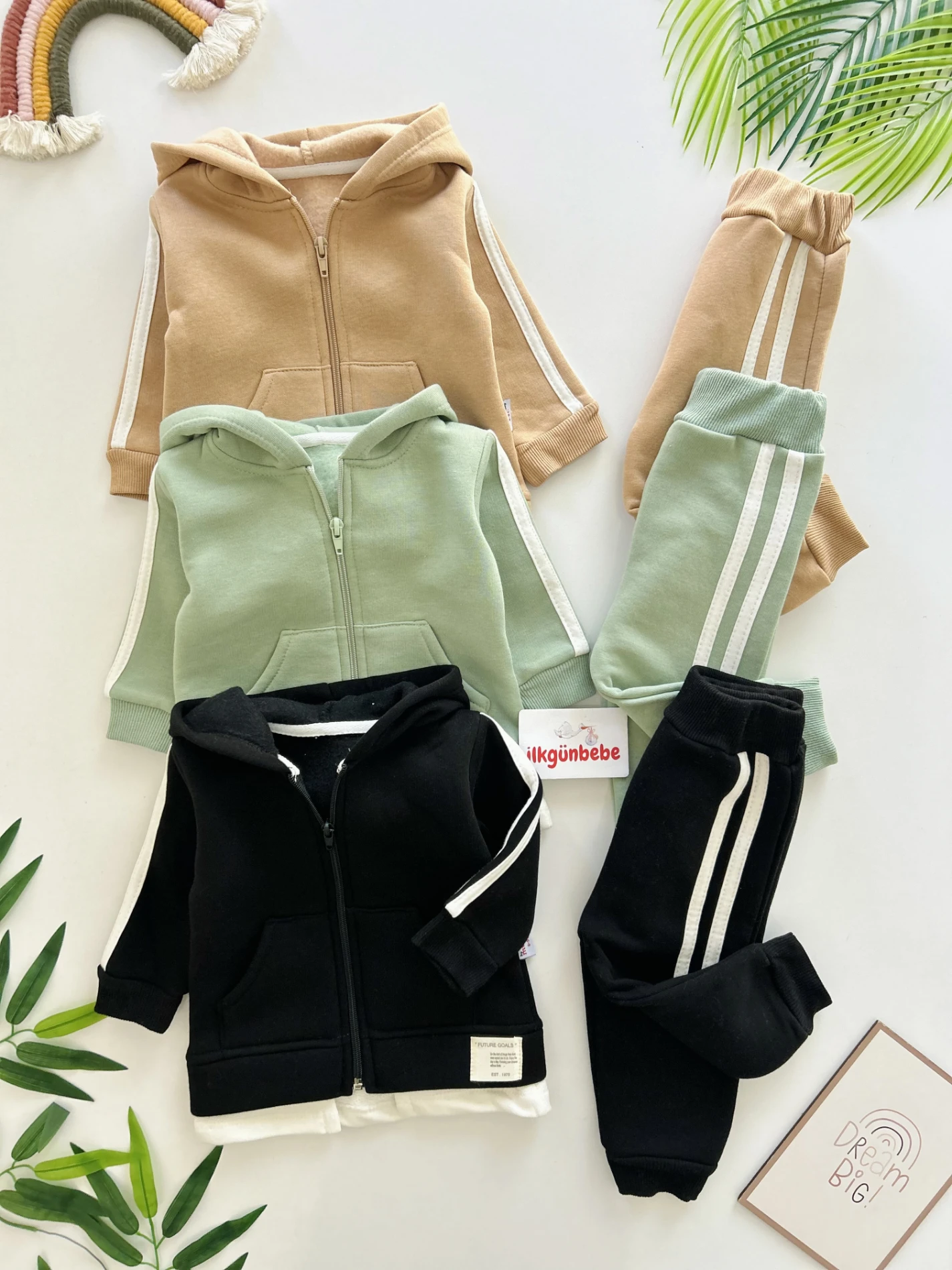 Şerit Detaylı 3 İp Şardonlu 2’li Takım