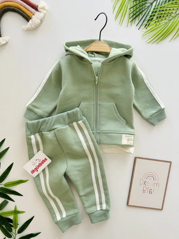 Şerit Detaylı 3 İp Şardonlu 2’li Takım