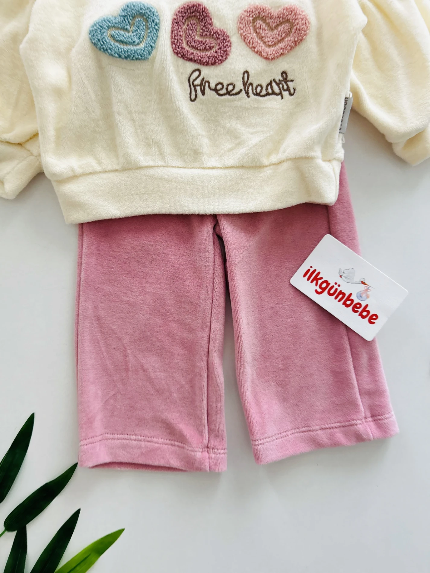 File Bebe Yaka Detaylı Kadife Kumaş Kışlık 2 Parça Takım