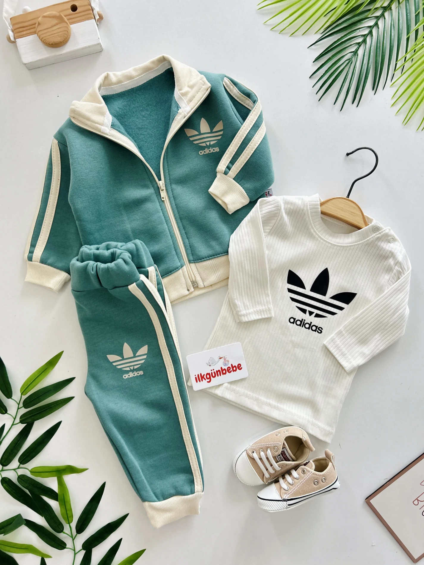 Marka Çizgili 3 İp Şardonlu Premium Kalite Dik Yaka 3’lü Takım