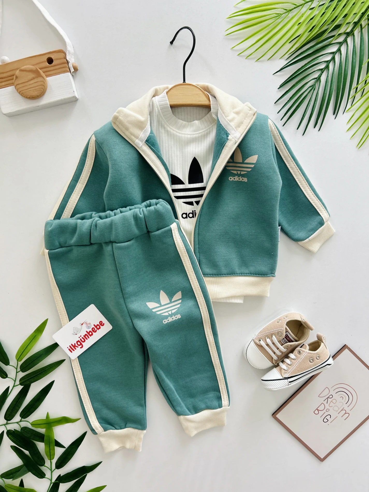 Marka Çizgili 3 İp Şardonlu Premium Kalite Dik Yaka 3’lü Takım