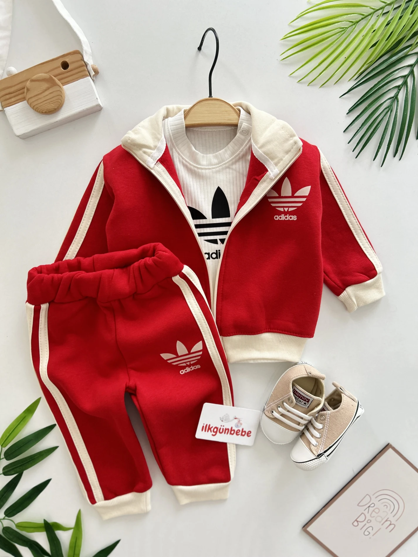 Marka Çizgili 3 İp Şardonlu Premium Kalite Dik Yaka 3’lü Takım