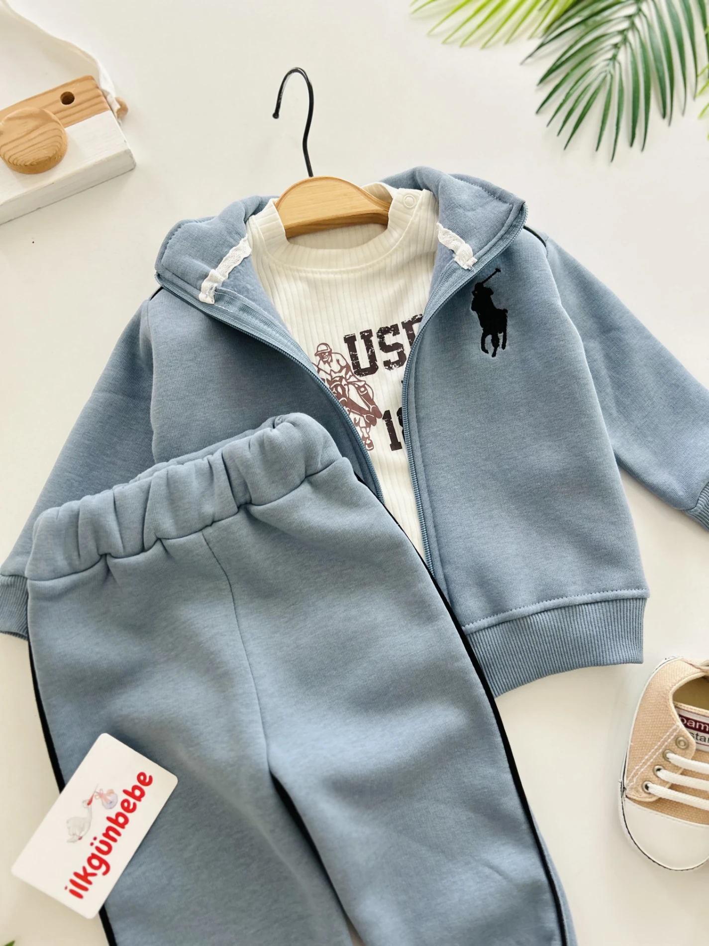 Marka Polo 3 İp Şardonlu Premium Kalite Dik Yaka 3’lü Takım