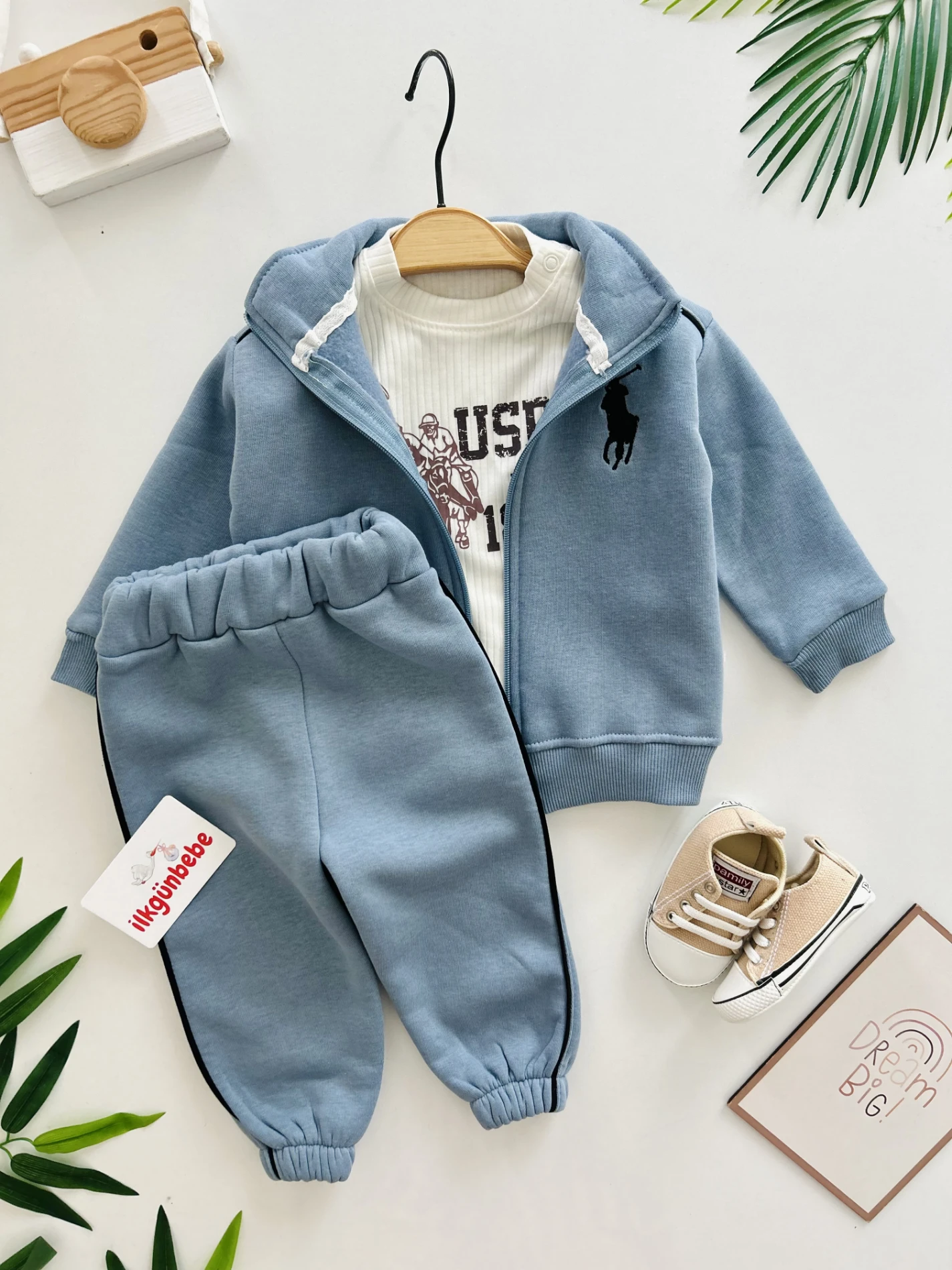 Marka Polo 3 İp Şardonlu Premium Kalite Dik Yaka 3’lü Takım