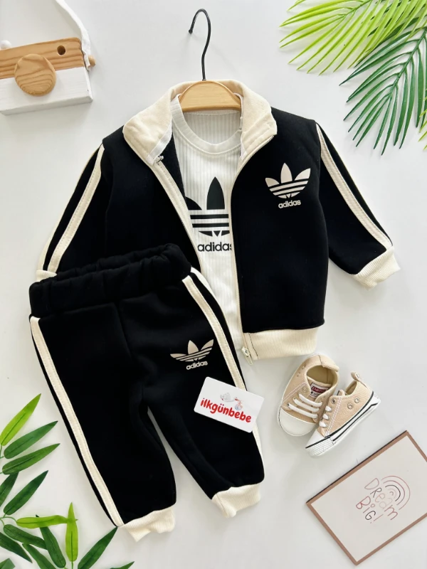 Marka Çizgili 3 İp Şardonlu Premium Kalite Dik Yaka 3’lü Takım