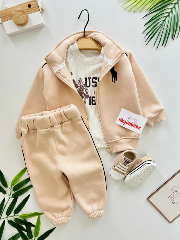 Marka Polo 3 İp Şardonlu Premium Kalite Dik Yaka 3’lü Takım