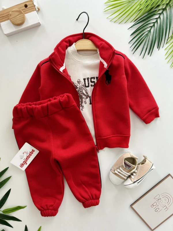 Marka Polo 3 İp Şardonlu Premium Kalite Dik Yaka 3’lü Takım