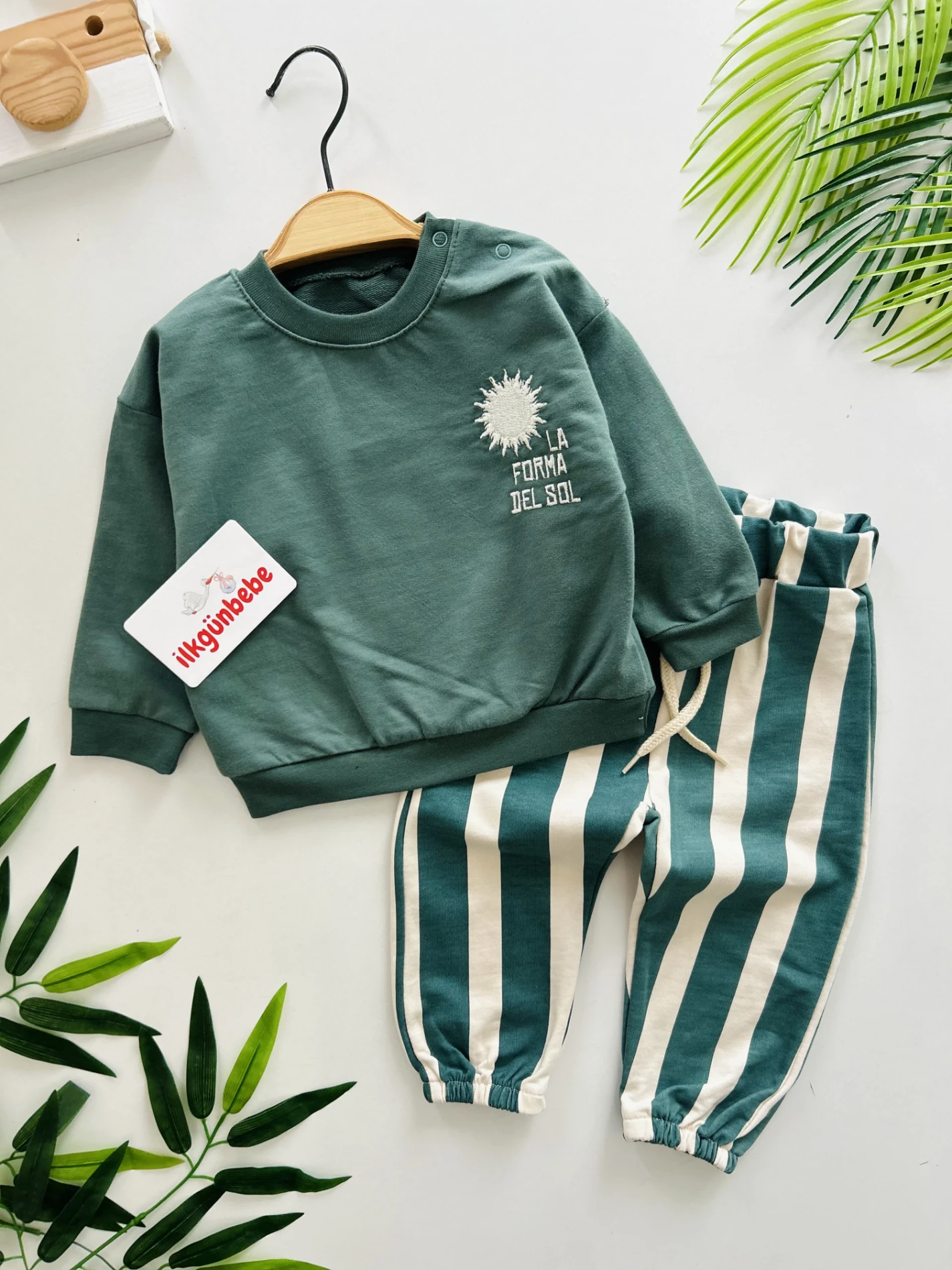 Güneş Baskılı %100 Pamuk Çizgili 2’li Takım