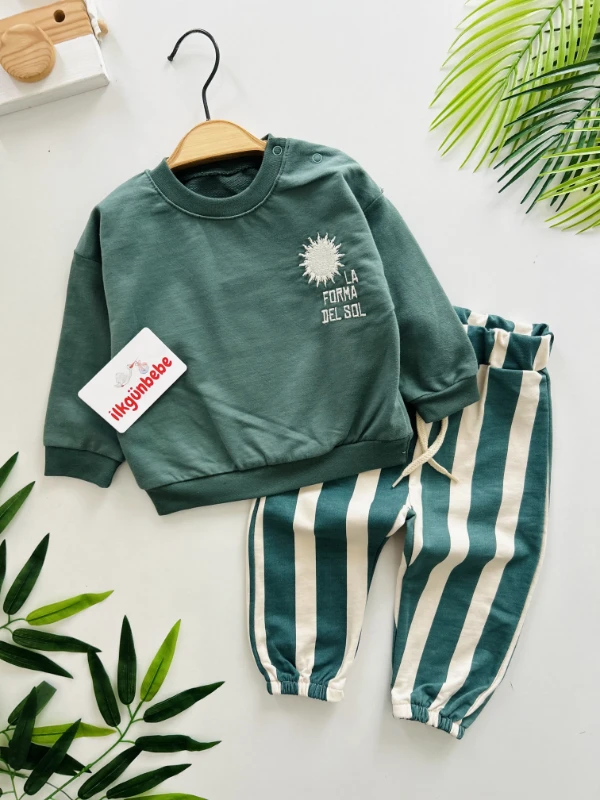 Güneş Baskılı %100 Pamuk Çizgili 2’li Takım