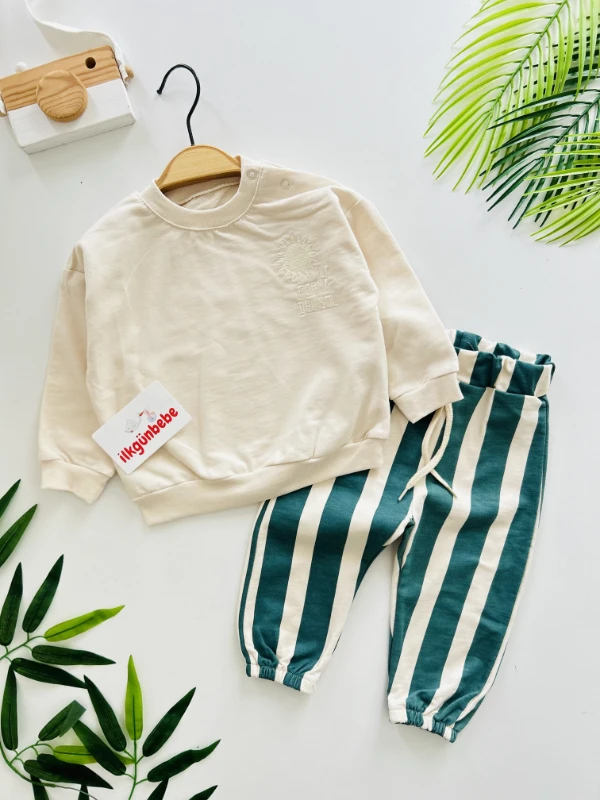Güneş Baskılı %100 Pamuk Çizgili 2’li Takım