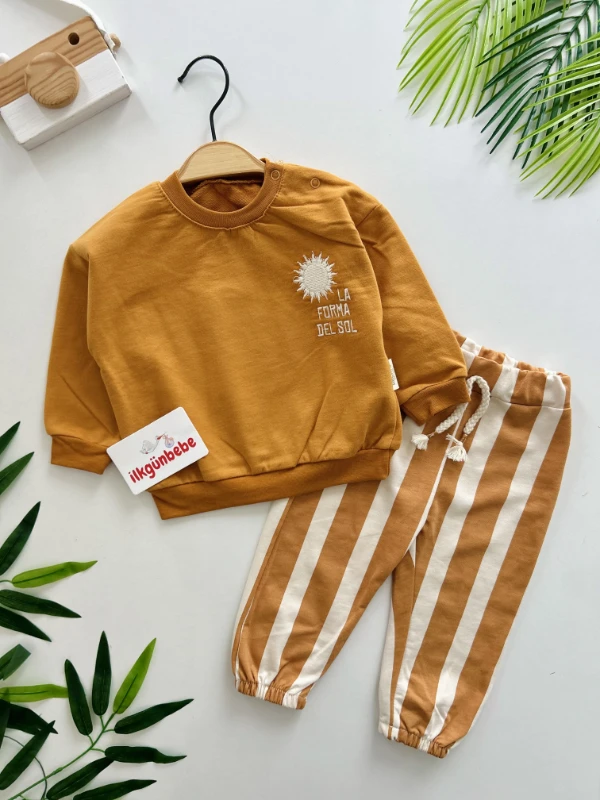 Güneş Baskılı %100 Pamuk Çizgili 2’li Takım