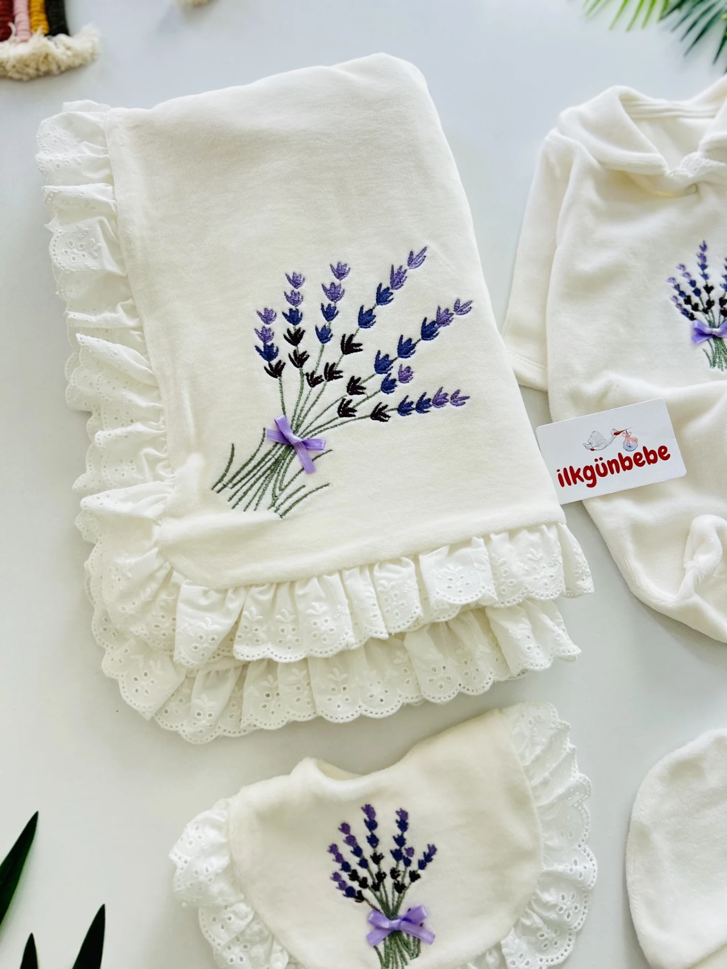 Lavanta Kadife Kumaş Premium Kalite Yenidoğan Set