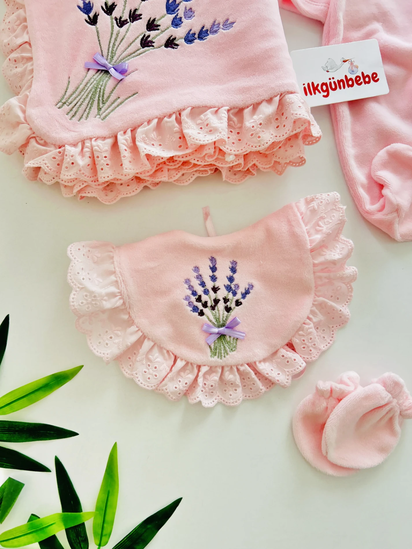 Lavanta Kadife Kumaş Premium Kalite Yenidoğan Set