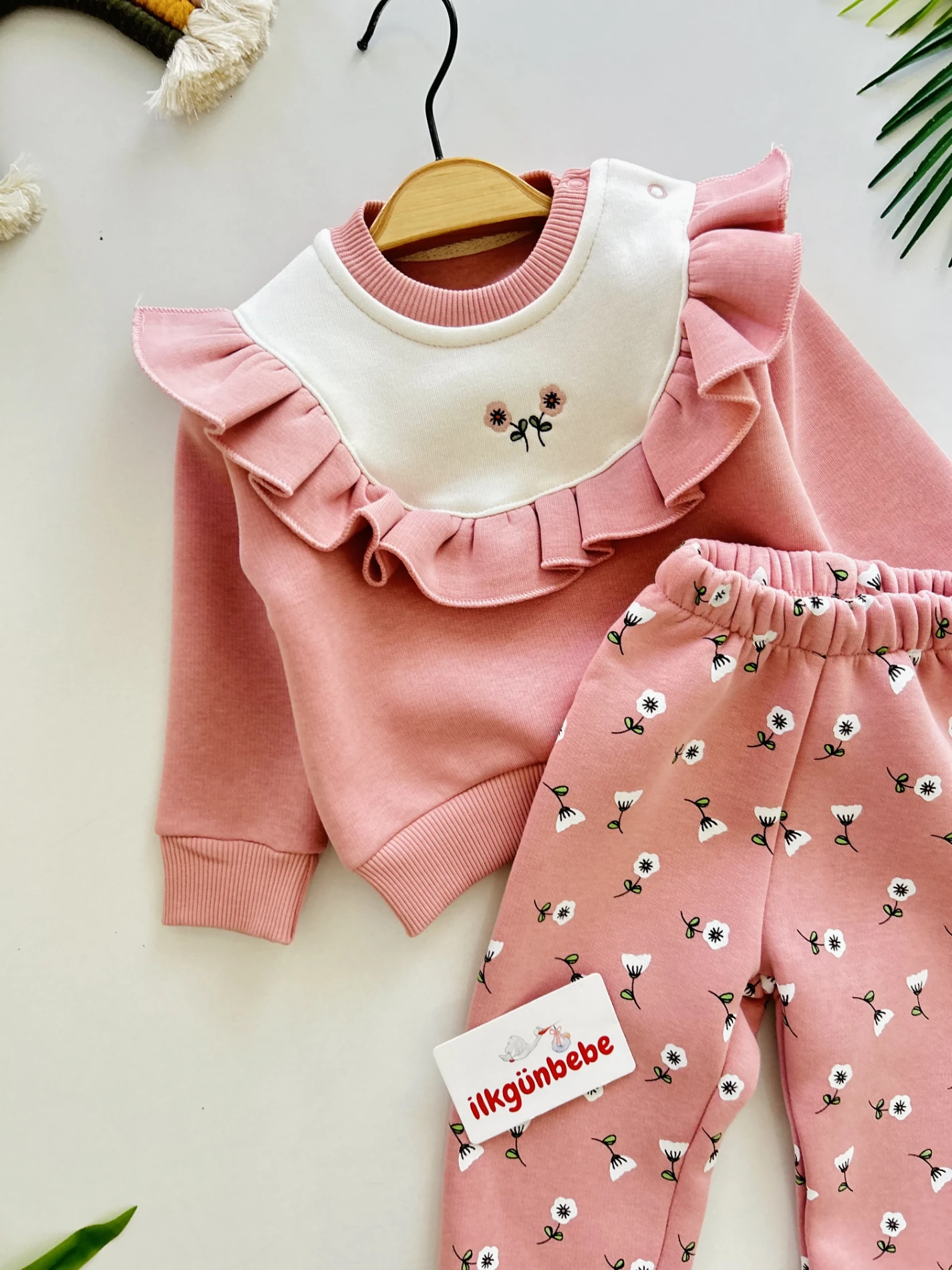 Çiçek Desenli 3 İp Şardonlu Premium Kalite 2’li Takım