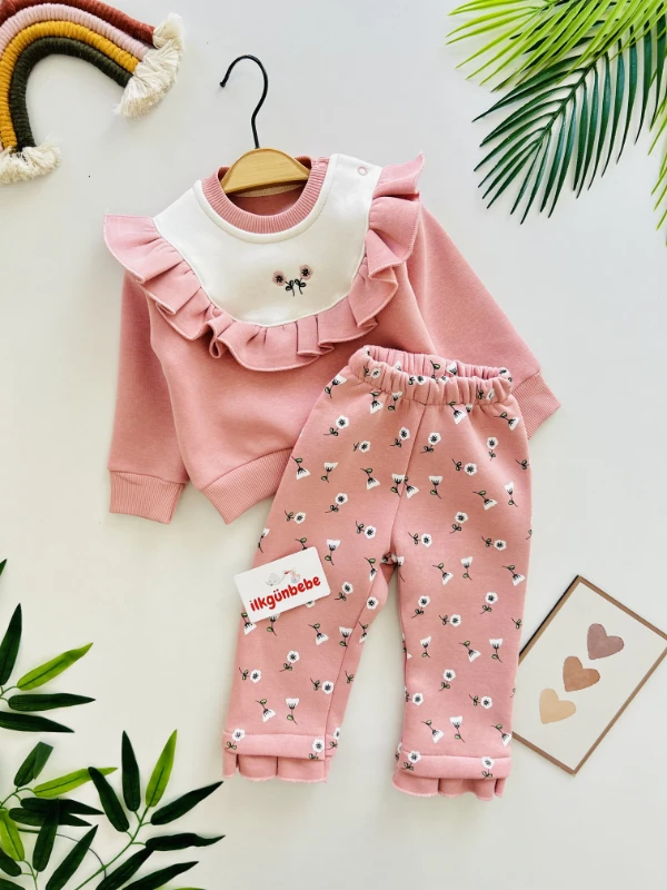 Çiçek Desenli 3 İp Şardonlu Premium Kalite 2’li Takım