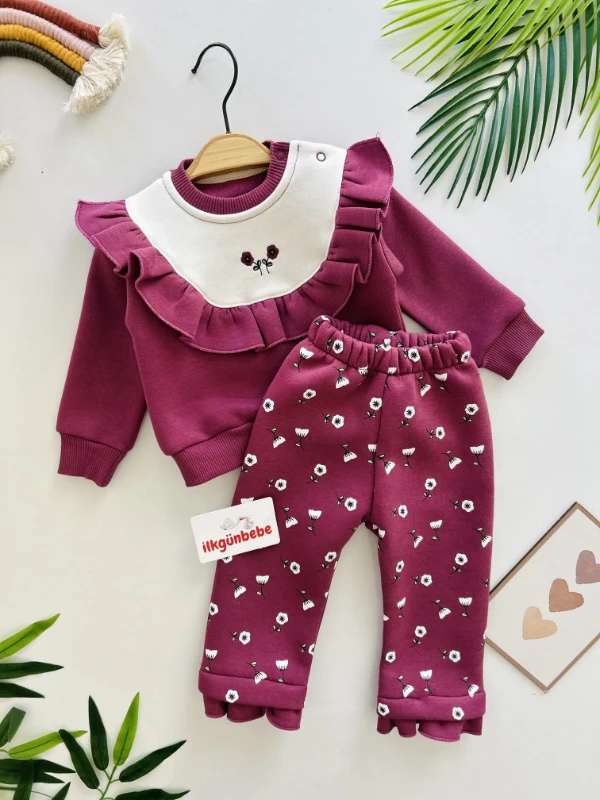 Çiçek Desenli 3 İp Şardonlu Premium Kalite 2’li Takım