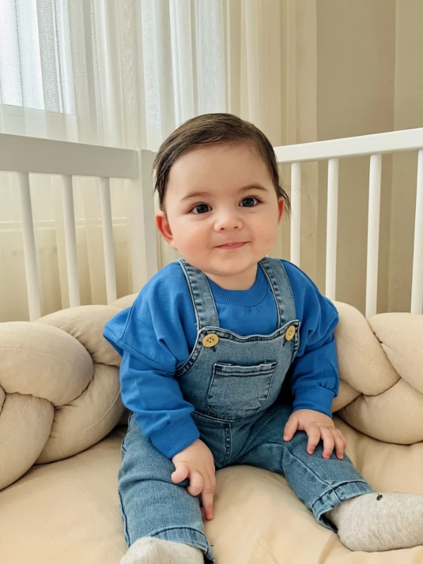 Likralı Yumuşacık Denim Esnek Kot Salopetli Sweatli 2’li Cool Unisex Takım