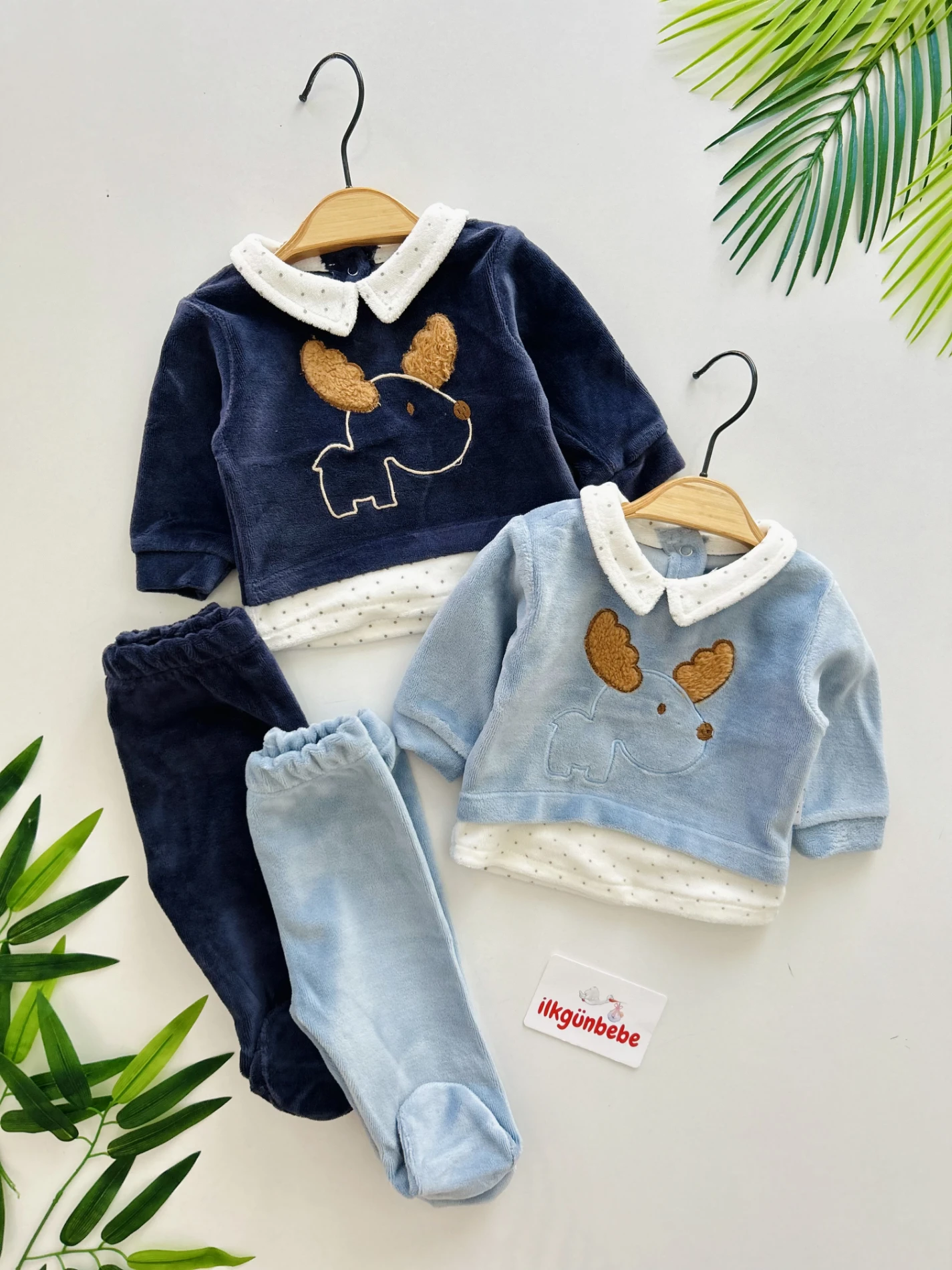 Geyik İşlemeli Kadife Kumaş Premium 2’li Takım