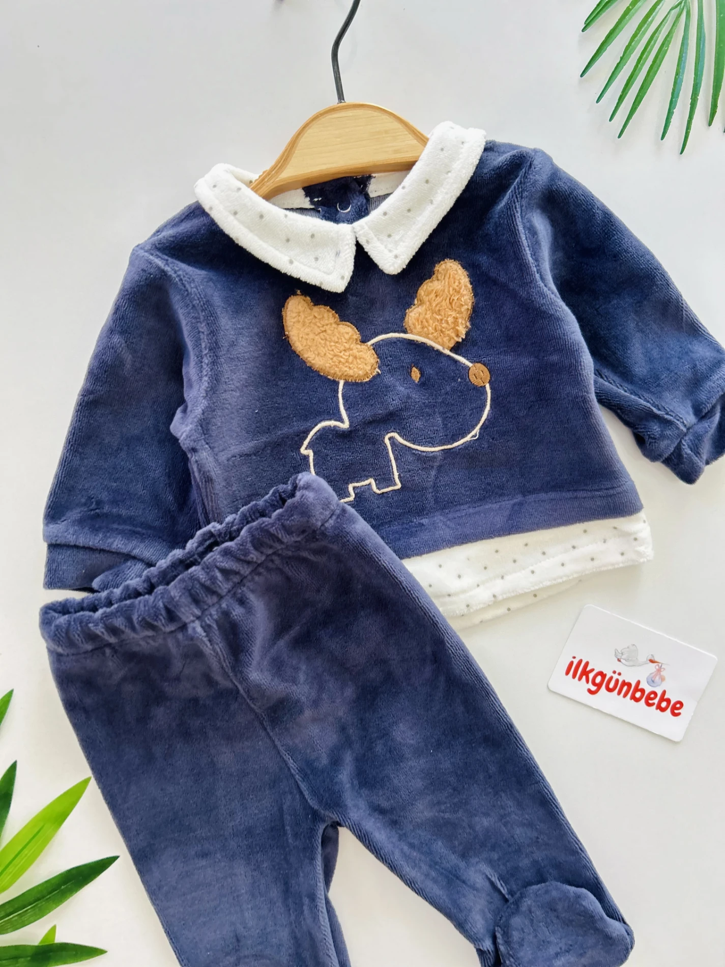 Geyik İşlemeli Kadife Kumaş Premium 2’li Takım