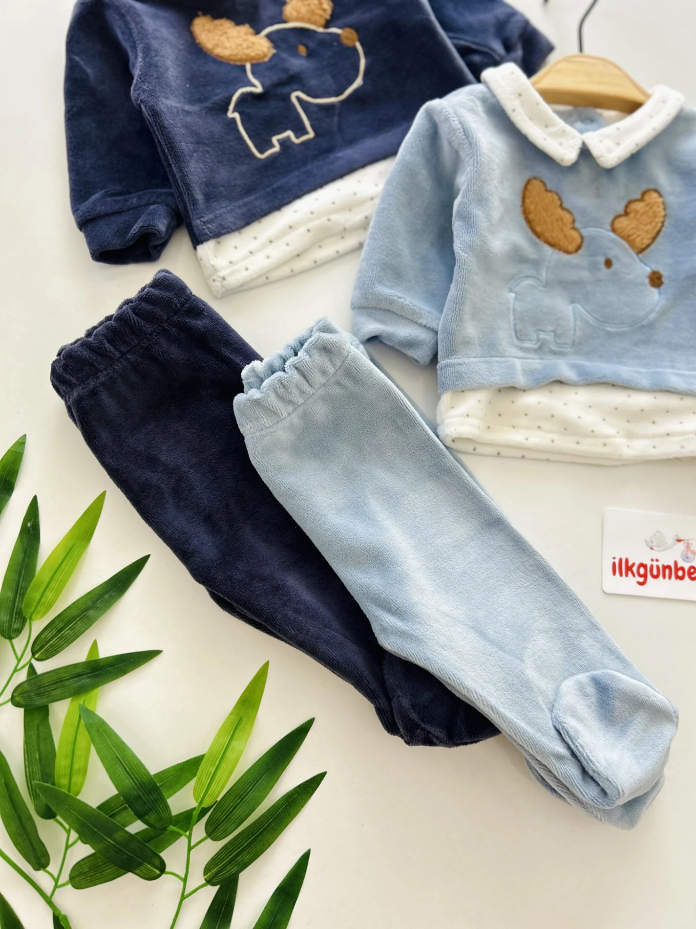 Geyik İşlemeli Kadife Kumaş Premium 2’li Takım