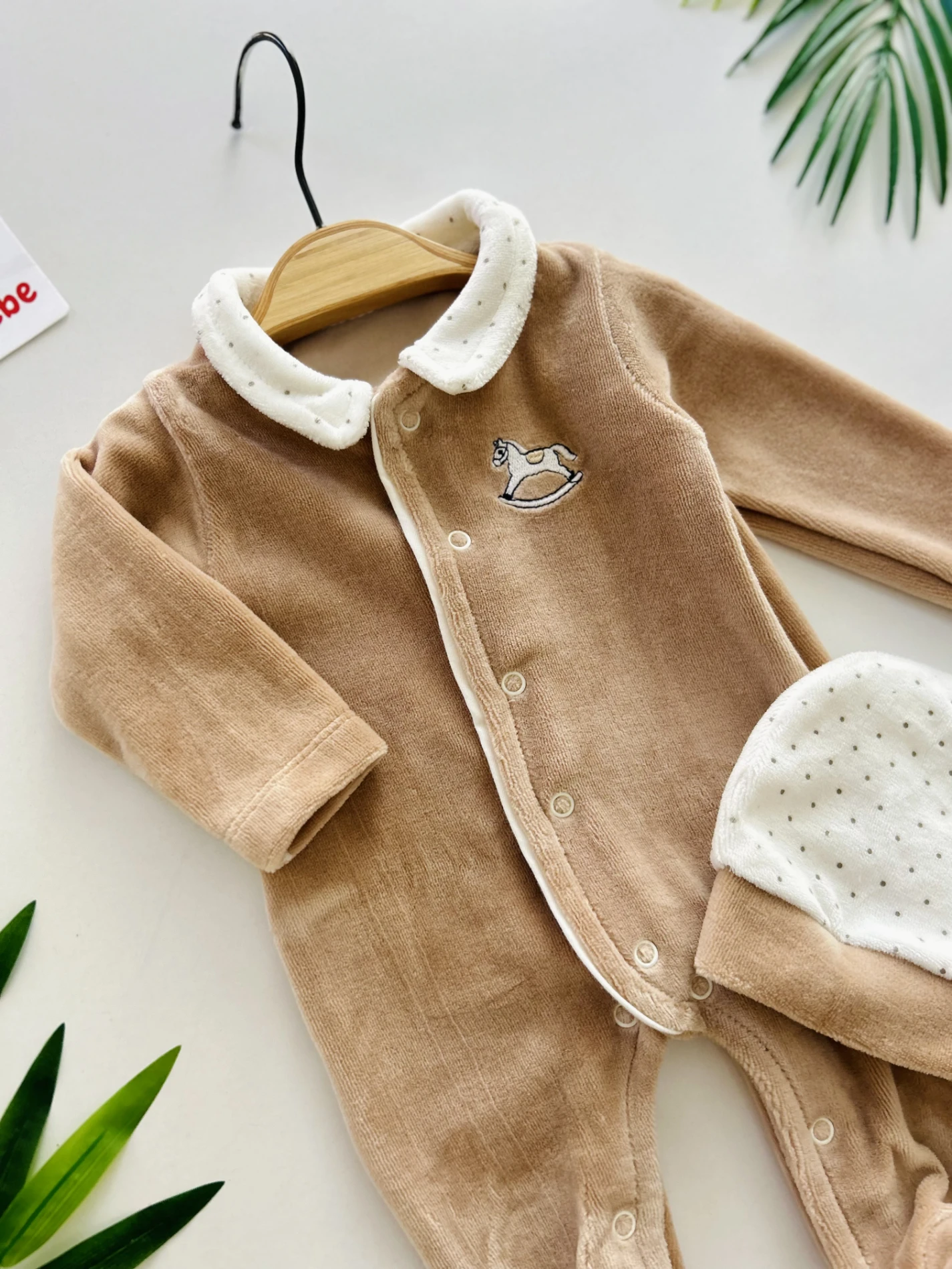 Şapkalı Yaka Detaylı Kadife Kumaş Premium Tulum