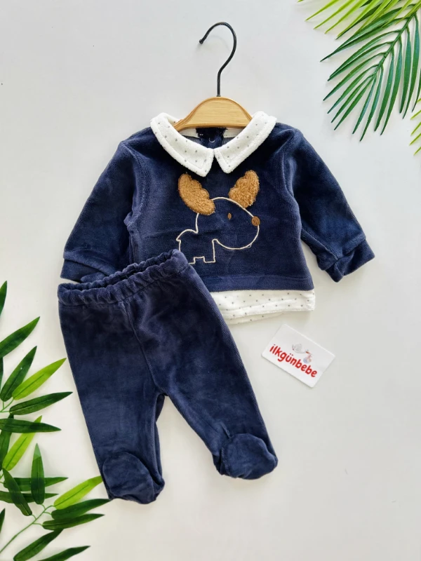 Geyik İşlemeli Kadife Kumaş Premium 2’li Takım