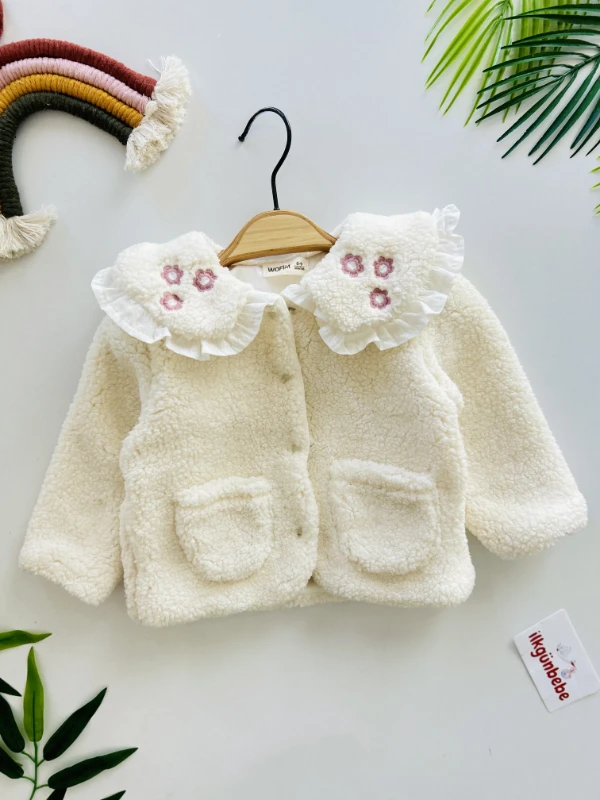 Çiçek Yaka Detaylı Astarlı Premium Kalite Mont