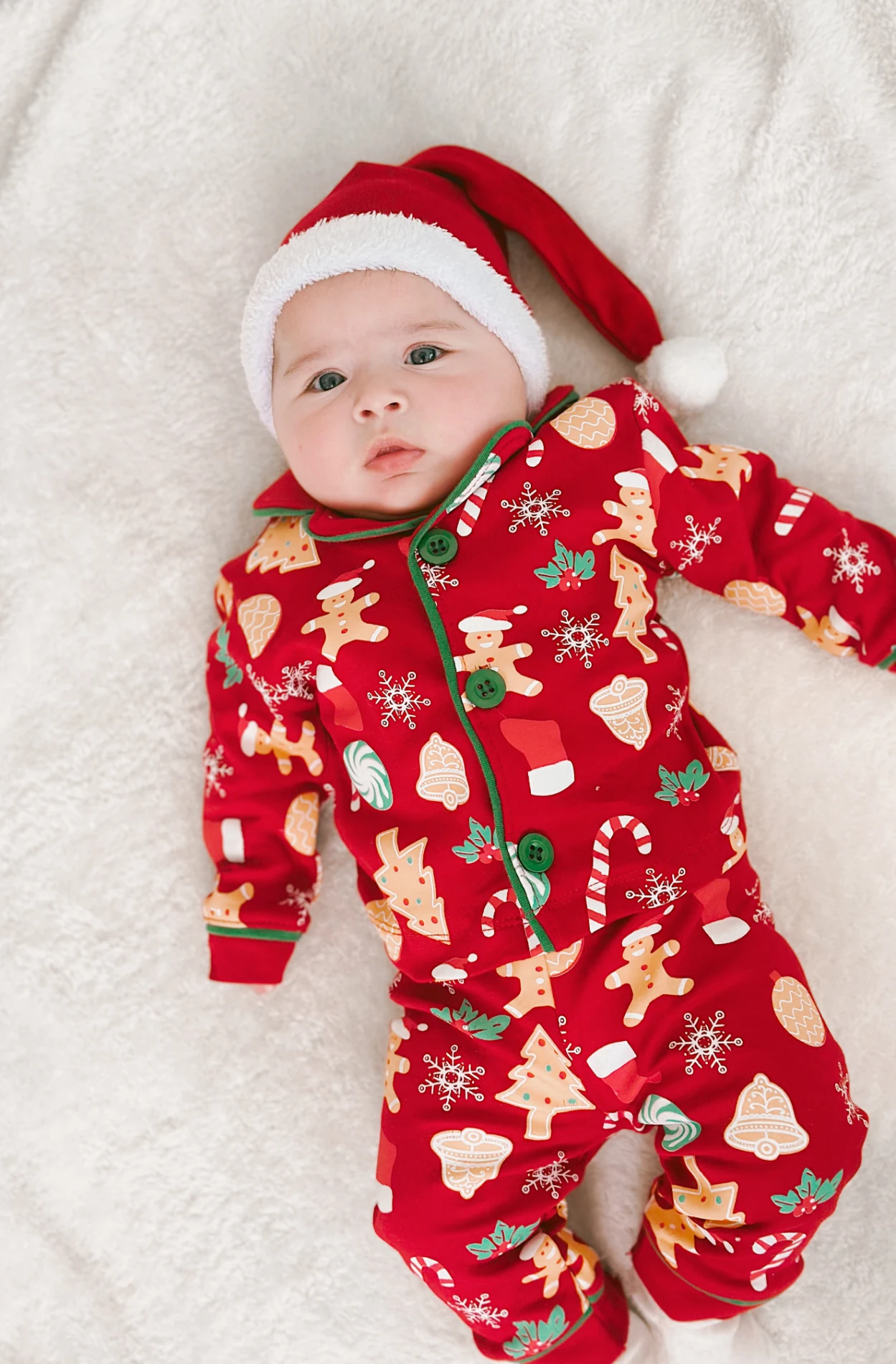 Bebe Yaka Yılbaşı Temalı %100 Pamuk Ponpon Şapkalı 3’lü Takım