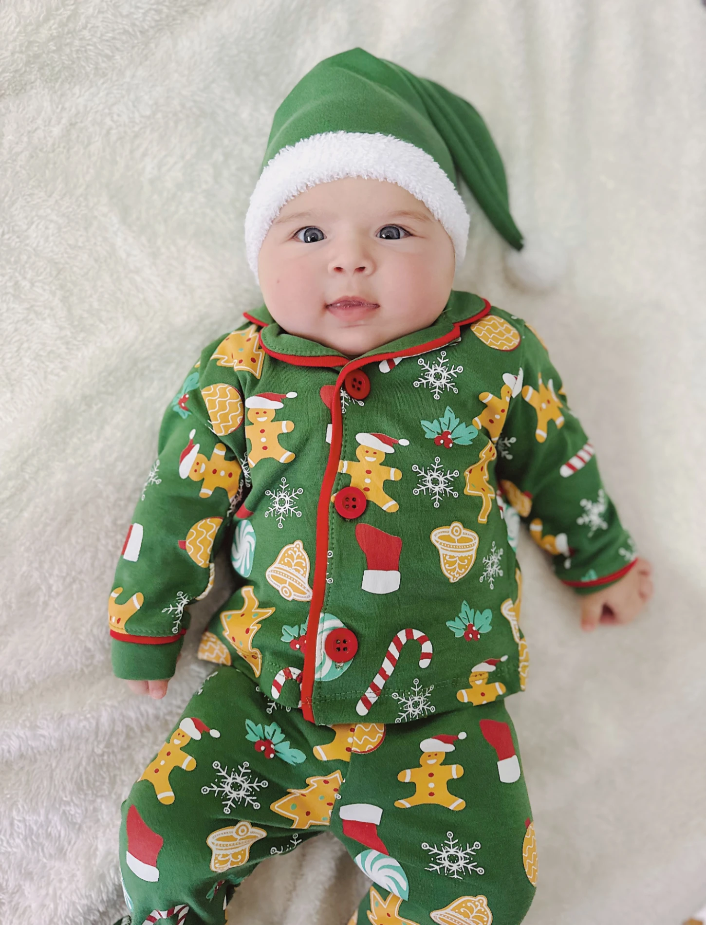 Bebe Yaka Yılbaşı Temalı %100 Pamuk Ponpon Şapkalı 3’lü Takım