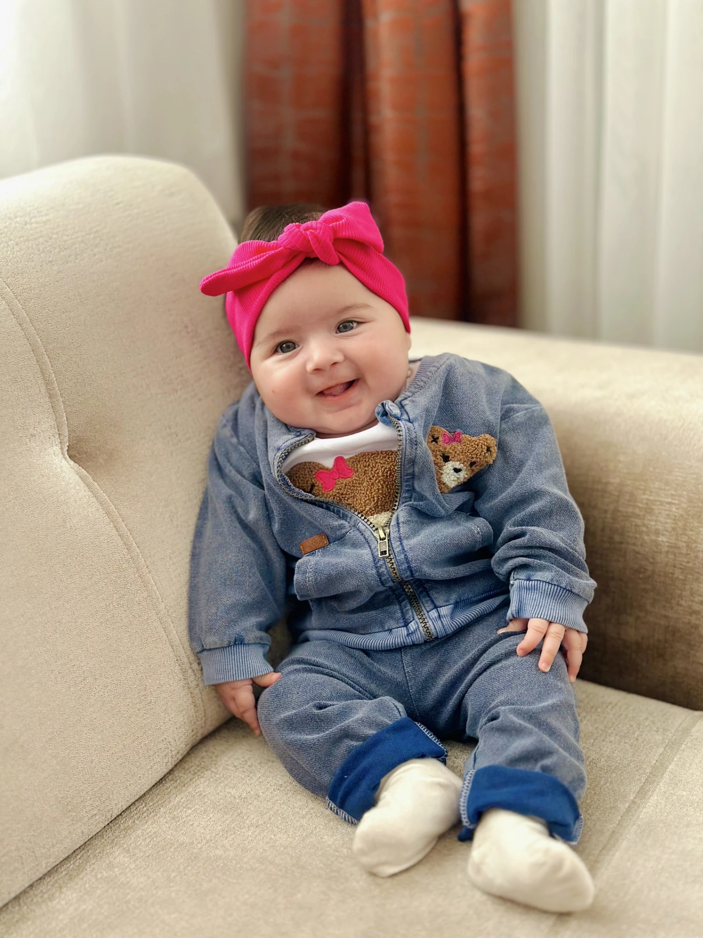 Teddy Nakışlı Kot Ceketli Premium Kalite 3’lü Takım