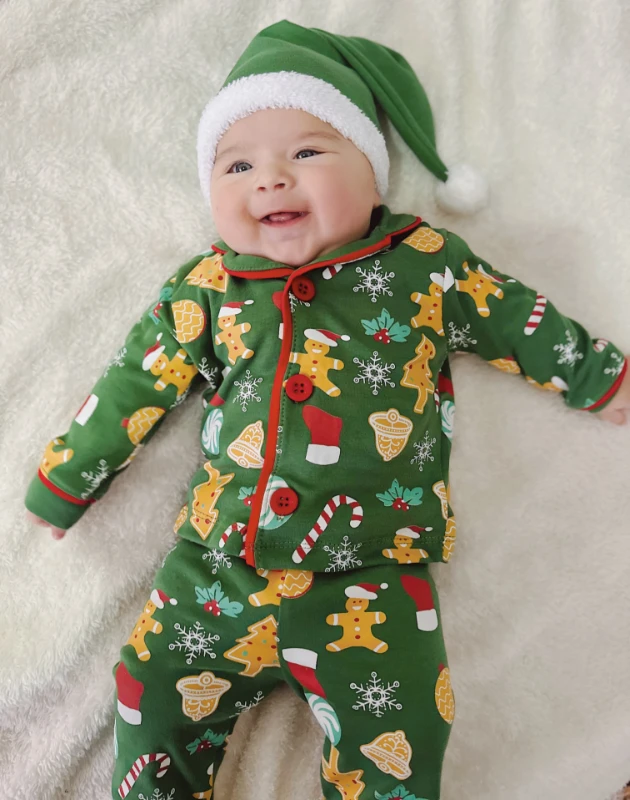 Bebe Yaka Yılbaşı Temalı %100 Pamuk Ponpon Şapkalı 3’lü Takım