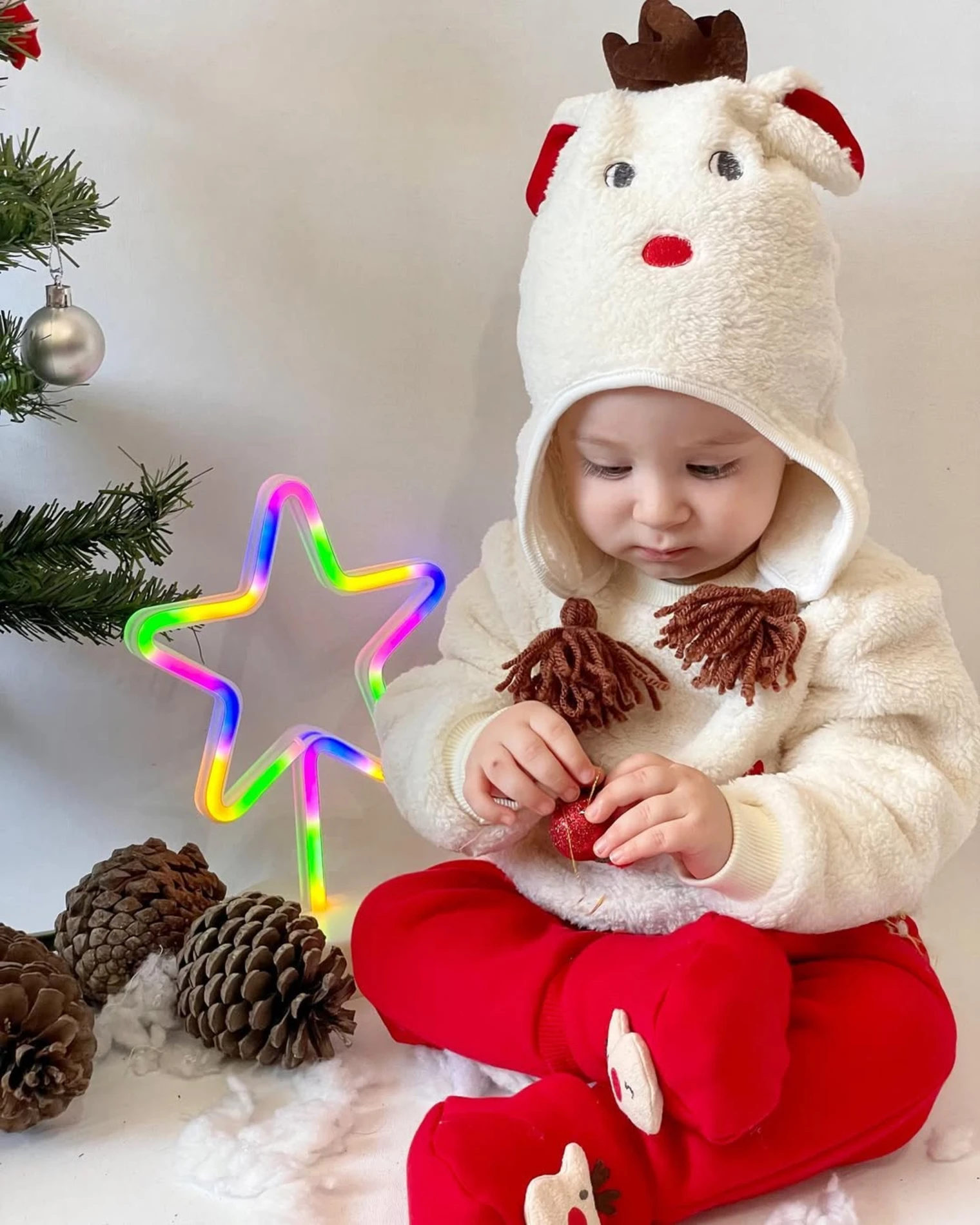 Geyik Yılbaşı Panduflu Şapkalı 4’lü Takım