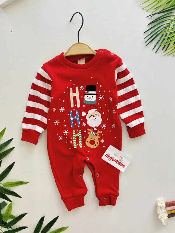 Yılbaşı Temalı %100 Pamuk Şapkalı Tulum