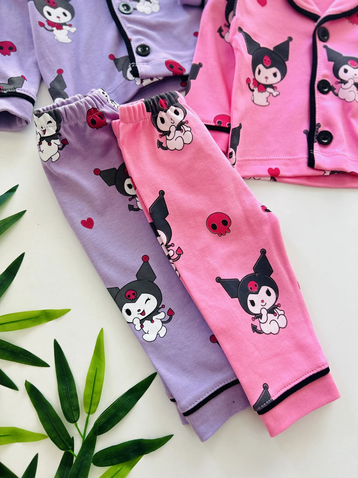 Kuromi Bebe Yakalı %100 Pamuk Pijama Takımı